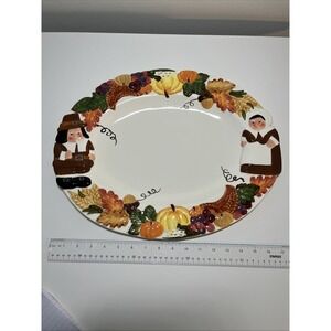 Publix 2015 Thanksgiving‎ Serving Platter 17x13 The Pilgrim Pair Dist by Publix